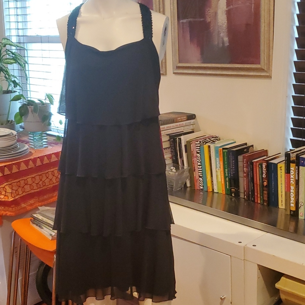Black sequins strap cocktail dress